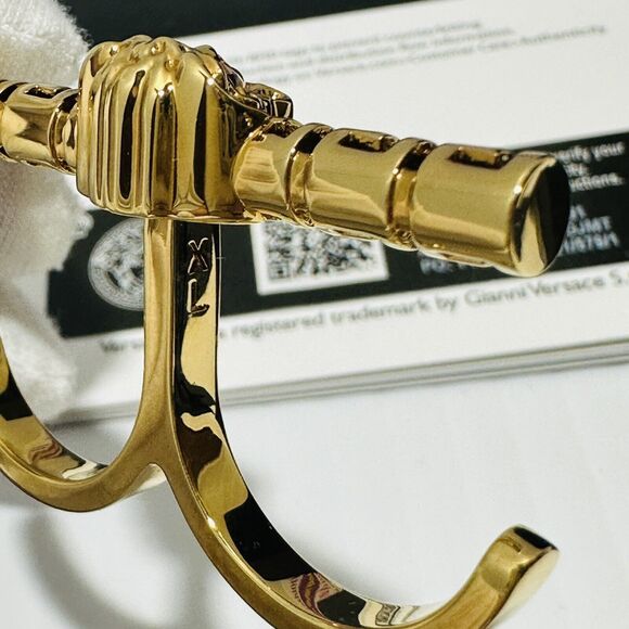 NIB Versace Double Ring Size XL Medusa Greca Engraved Gold Tone $450 - Picture 10 of 11